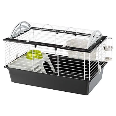 Imagen de Ferplast Jaula Conejos CASITA 80 Espaciosa, Techo Abatible, Escalera Frontal, Clips de Seguridad Fácil Mantenimiento, Accesorios Incluidos Eco Sostenible 78 x 48 h 50 cm