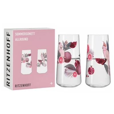Imagen de Ritzenhoff 6151002 Vaso universal 600 ml Juego de 2 Serie Sommersonett, motivo cacatúa Made in Germany
