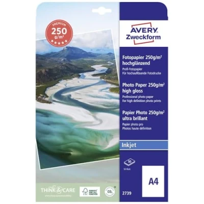 Imagen de Avery Zweckform Inkjet Photo Paper 2x20 Sheets A4 (210x297 mm) De alto brillo Blanco Papel (A4 mm), Impresión por inyección tinta, brillo, Blanco, 250 g/m², FSC Mix Credit)
