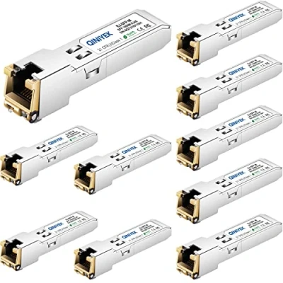 Imagen de QINIYEK 1.25G SFP T, 1000BASE T RJ45 de Cobre para Cisco GLC T/SFP GE Ubiquiti UF 1G, Netgear, Supermicro, hasta 100 m (Paquete 10)