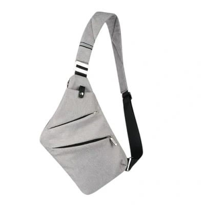 Imagen de OSOCE mochila de hombro antirrobo impermeable Sling pecho Crossbody bolsa la cubierta del paquete bicicleta deporte (1.0 Gris Claro, Pequeño)