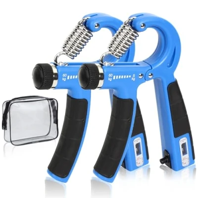 Imagen de Hand Grip, Ejercitador de Manos Ajustable 5 60kg, Fortalecedores Mano para Entrenar el Agarre, la Fuerza Los Dedos, Muñeca, Antebrazo Ejercitar