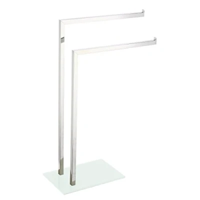 Imagen de King Home p1407429/B Lámpara de pie toallero 2 Brazos Base Cristal, Blanco