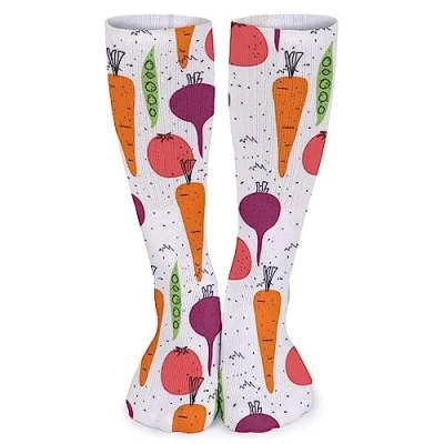 Imagen de 934 Calcetines Hombre, Verduras Zanahorias Cebollas Guisantes Deportivos Cómodo,Respirable Medias Deportivas Unisex Para Regalo Running Diario 50cm