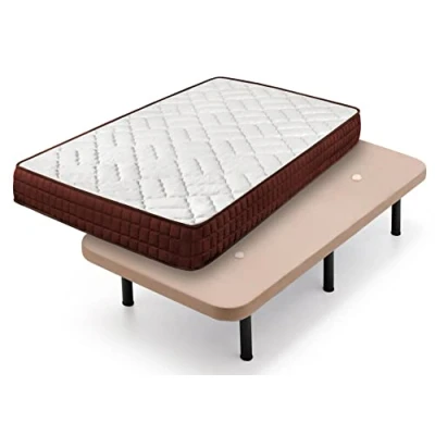 Imagen de Cama express Colchón Viscosoft Ergos 15 + Base Tapizada Beige con 6 Patas. 25 cm, Medida : 80 x 190 cm