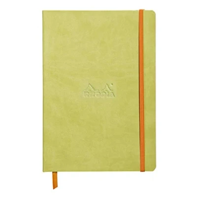Imagen de RHODIA 117456C Libreta Anise Soft A5 Dotted Dot 160 páginas Papel Clairefontaine Ivory 90 g/m² Marcapáginas, Cierre Elástico Cubierta de Piel Sintética Colección Rhodiarama