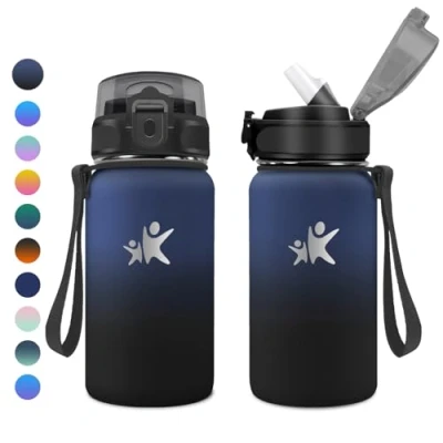 Imagen de KollyKolla Botella Termica 500ml, Acero Inoxidable con Pajita, Fácil de Abrir, Agua Reutilizable, sin BPA, Cantimplora para Escuela, Adultos, Preescolar, Guardería