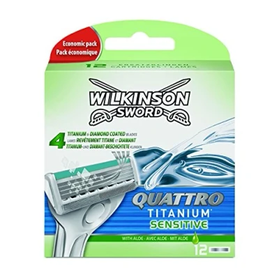 Imagen de Wilkinson 7005098Q Quattro Titanium Sensitive, Set de 12 cabezales afeitado