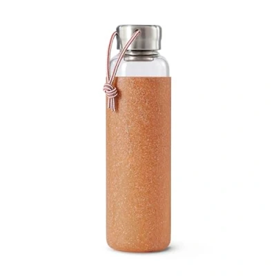 Imagen de Black+Blum Botella de agua viaje ligera a prueba fugas vidrio con funda protectora, almendra, 600 ml / 20 onzas líquidas