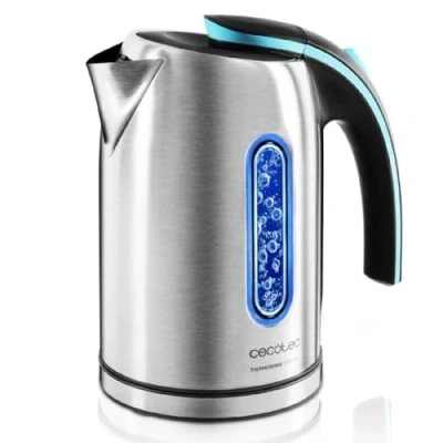 Imagen de Cecotec Hervidor de Agua Eléctrico ThermoSense 270 Steel. 1,7 litros, Libre BPA, 2200 W Potencia, Base 360º, Filtro Antical Desmontable, Doble Sistema Seguridad, Acero Inoxidable