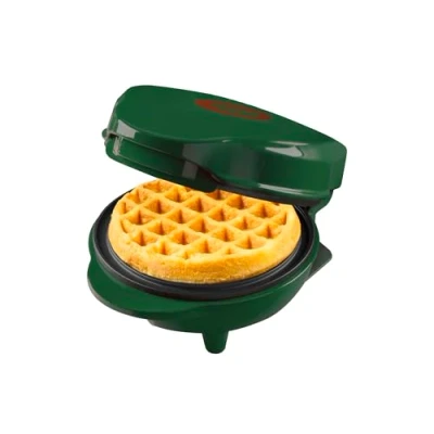 Imagen de Bestron Mini Gofrera, Christmas Edition, Edición Limitada, Waffle Maker con revestimiento antiadherente, ideal para Navidad, fiestas o como regalo, tamaño del waffle: 10 cm, Color: verde mate