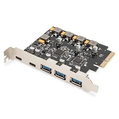 Imagen de DIGITUS Tarjeta IO PCIe 2X USB C, 3X A de Interfaz 3.1 Gen 2 hasta 10 Gbps Plug &amp; Play