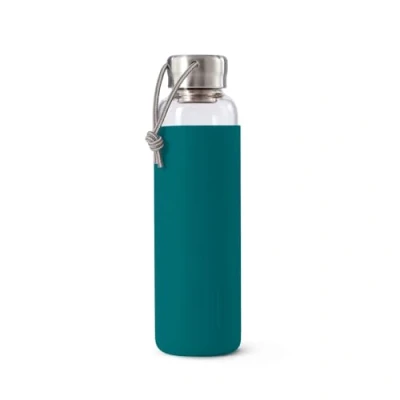 Imagen de Black+Blum Cristal, a Prueba de Fugas, Botella Agua Ligera Viaje con Funda Protectora, Vidrio, Acero Inoxidable, Nailon, Polipropileno y Silicona, Océano, 600 ml