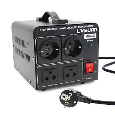 Imagen de Cantonape 2000VA Convertidor de Voltaje 220V / 110V Transformador Elevador/Reductor 2000 Vatios EE.UU Salida 110/120 Voltios 220/230 CA