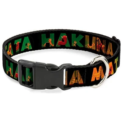Imagen de Buckle Down Collar de Clip plástico, Hakuna Matata Black/Lion King Scenes, 1 Pulgada Ancho, se Adapta a Cuello 11 17 Pulgadas, Mediano
