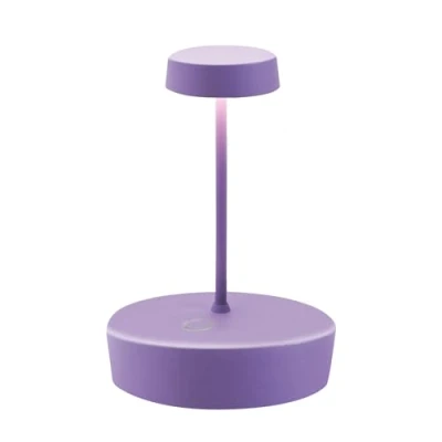 Imagen de Zafferano, Lámpara Swap Mini, de Mesa Recargable e Inalámbrica con Control Táctil, Adecuada para Interior y Exterior, Atenuador, 2700 K, Altura 14,8 cm, Color Lila