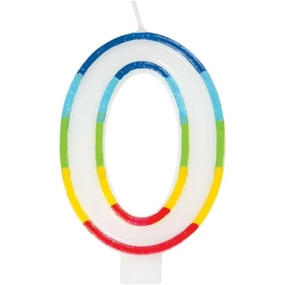Imagen de Unique Vela de cumpleaños número 0 5.9 Pulgadas Borde arcoíris 1 Unidad, Color (19940)