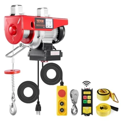 Imagen de VEVOR Polipasto Eléctrico Carga de 200 kg Cabrestante 230 V Control Remoto Inalámbrico y con Cable 4,2 m Parada Emergencia Elevador para Garaje, Almacén, Fábrica