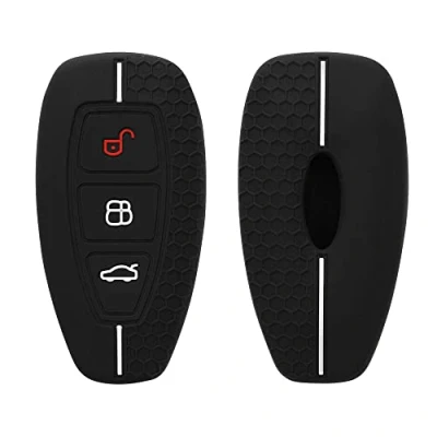 Imagen de kwmobile Carcasa Compatible con Llavero de Ford Llave Coche Keyless Go 3 Botones Funda para Mando Silicona Negro/Gris