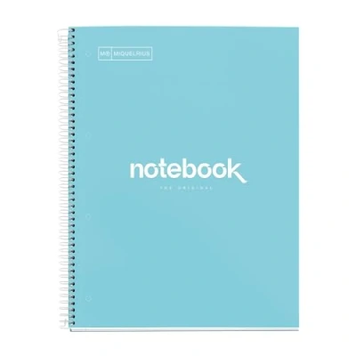 Imagen de Miquelrius Cuaderno A4 Notebook Emotions, 80 Hojas 90 g/m², Cuadrícula 5 x mm, 1 Franja de Color, Espiral Microperforado, Cuadriculado, Tapa Extra Rígida, 4 Taladros, Azul Cielo