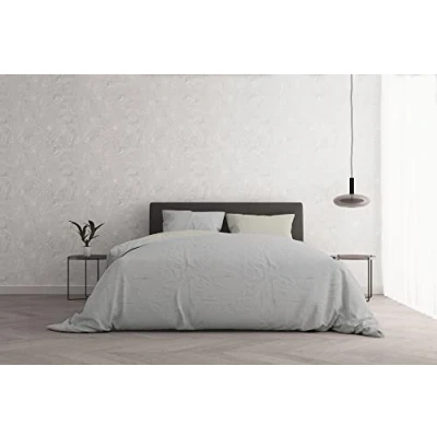 Imagen de Italian Bed Linen Juego de Funda nórdica “Natural Colour, Algodón, Gris Claro/Crema, Doble