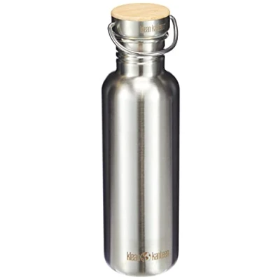 Imagen de Klean Kanteen Botella de Acero Inoxidable con tapón bambú, Edelstahlflasche mit Stainless Unibody Bamboo Cap 800 ml Reflect, Brushed Stainless,