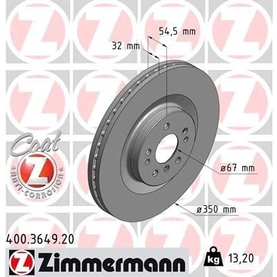 Imagen de ZIMMERMANN Disco de freno MERCEDES BENZ: Clase ML, R, GL COAT Z 32mm 8/5 5Taladro(s) 112mm ventilación interna revestido altamente carbonizado