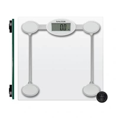Imagen de Salter 9018S SV3R Báscula de baño digitales electrónica vidrio, máx 180 kg, pantalla LCD fácil leer, plataforma amplia vidrio templado balanza, pilas incluidas, plateada