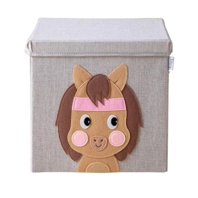 Imagen de LIFENEY caja de almacenamiento con tapa y caballo, juguetes diseño animales adecuada para estantes cubos, organizadora la habitación los niños, cesta
