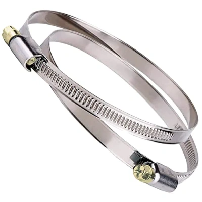 Imagen de Abrazaderas de acero inoxidable para conductos y ventilación, VMC, Campana, Extractor, con rango sujeción ajustable 140 170 mm (Juego 2 piezas) 150mm Ø 150 DN150