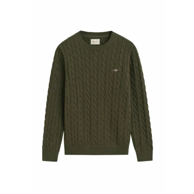 Imagen de GANT Cable Cneck Jersey de punto, Hombre, Talla: Large, Khaki green melange