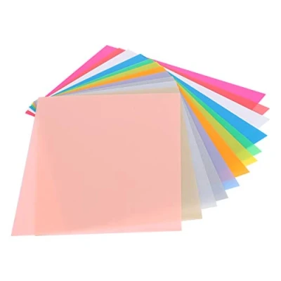 Imagen de Pssopp 12 Hojas de plástico termorretráctil Coloridas película Papel para aretes, Sombreros, Colgantes o Manualidades Creativas niños 14.5x20cm