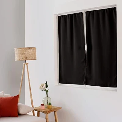 Imagen de ED ENJOY HOME Cortina de Cristal Opaco, con Paso, Negro, 60 x 120 cm, 100% poliéster, Tejido Certificado Oeko Tex, colección Regaliz