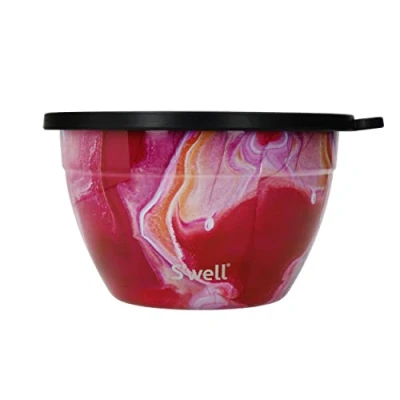Imagen de S&#039;well Kit de ensalada, ágata rosa, 1,9 L, lonchera para ensalada con recipiente condimentos y bandeja extraíble, a prueba fugas apto lavavajillas