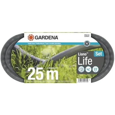 Imagen de Gardena manguera textil Liano Life 1/2 pulgadas, 25m: de jardín tejido muy flexible, con interna PVC, sin dobleces, ligera, resistente a la climatología (18455 20)