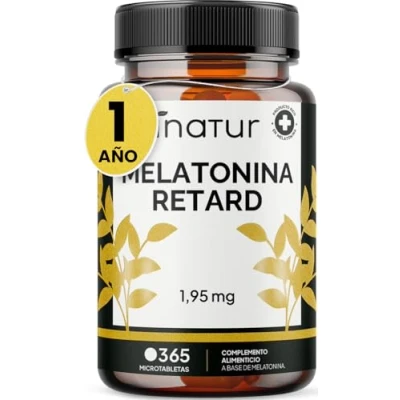 Imagen de Melatonina Retard Pura 1,9 mg 365 microtabletas Inatur Efecto liberación prolongada Suministro para 1 año Ayuda con el insomnio o trastornos del sueño Vegano