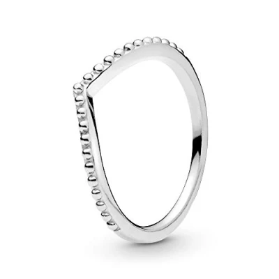 Imagen de Pandora Anillo con cuentas y diseño de hueso la suerte plata ley, talla 50