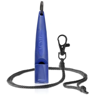 Imagen de ACME Silbato para Perros n.º 211,5 (actualización de 2023) con Banda en Color Negro Mate Alpha Ideal la devolución Llamada Gran Alcance estandarizado frecuencia (Azul