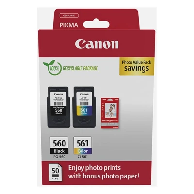 Imagen de Cartucho de tinta Canon PG 560/CL 561, 7.5 ml y 8.3 ml, 180 páginas, Negro Color (cian, magenta, amarillo)