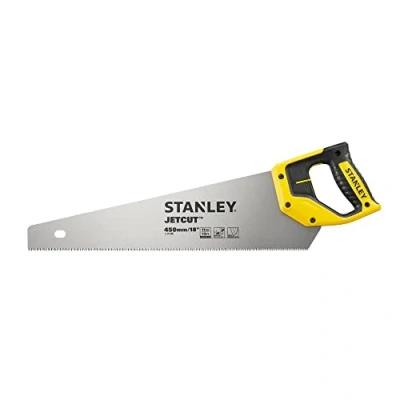 Imagen de Stanley 2 15 595 Serrucho JetCut de corte fino 450 mm, 11 dientes/pulgada, Hoja acero, Mango bimaterial, Trazado a 45 y 90º