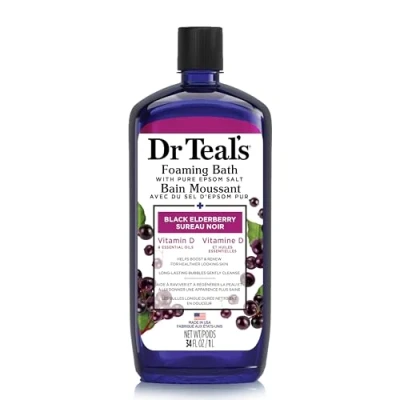 Imagen de Dr Teal&#039;s Foaming Bath with Pure Epsom Salt, Black Elderberry Vitamin D &amp; Essential Oils, 34 fl oz