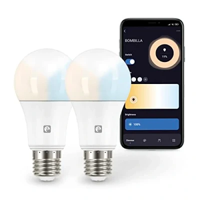 Imagen de Garza Smarthome Pack 2 Bombilla LED Estandar Intelegente Wifi E27, luz blanca neutra regulable con cambio de intensidad y temperatura. Programable, compatible Amazon Alexa Google Home, 480057