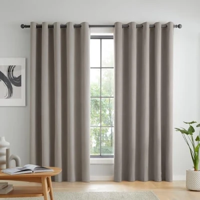 Imagen de Catherine Lansfield Wilson Cortinas térmicas Opacas (168 x 137 cm, Dos Paneles), Color Gris