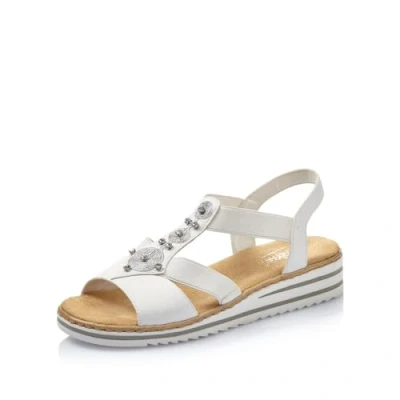 Imagen de Rieker Mujer Sandalias V0687, señora Sandalias,Zapatos de Verano,Sandalias Verano,cómodas,Planas,Blanco (Weiss / 80),42 EU 8 UK