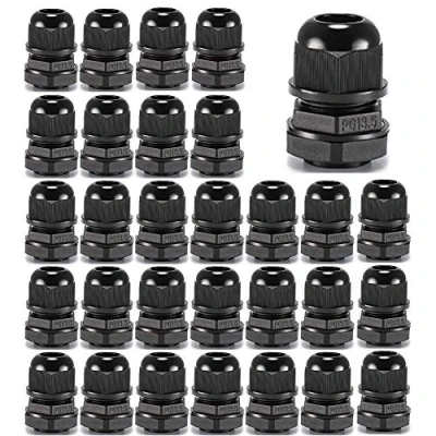 Imagen de Gebildet 30Piezas IP68 Impermeable Conectores de Cable, PG13,5 Glándulas Cable con Ajustables Juntas, Prueba Agua 6 12mm Plastico Gland Conectores, M20 x 1.5 (Negro)