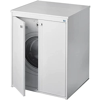 Imagen de Negrari Funda para lavadora AM5012P de resina PVC, resistente a la humedad, lavadora, secadora, kit montaje completo, interior/exterior, 70 x 60 94 cm, blanco