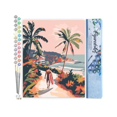 Imagen de Figured&#039;Art Pintar por Numeros Adultos Paseo costero Manualidades pintura acrilica Kit Cuadro DIY completo 40x50cm sin bastidor