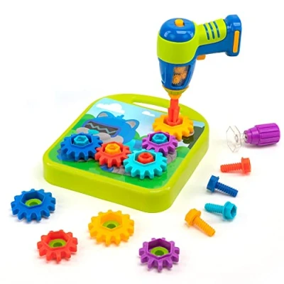 Imagen de Learning Resources Gears Workshop Taller de Engranajes Design &amp; Drill, 55 Piezas con taladradora eléctrica, Juguete Stem, niñas 3+ años, Multicolor, M (EI 4104)