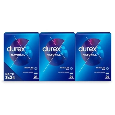 Imagen de Durex Preservativos Natural, para Confort y Seguridad, 24 condones [Pack 3 Unidades]