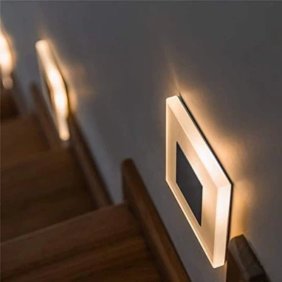 Imagen de Twstyfal Lámpara LED para escaleras, iluminación de pared, foco empotrable, luz 230 V, blanco cálido